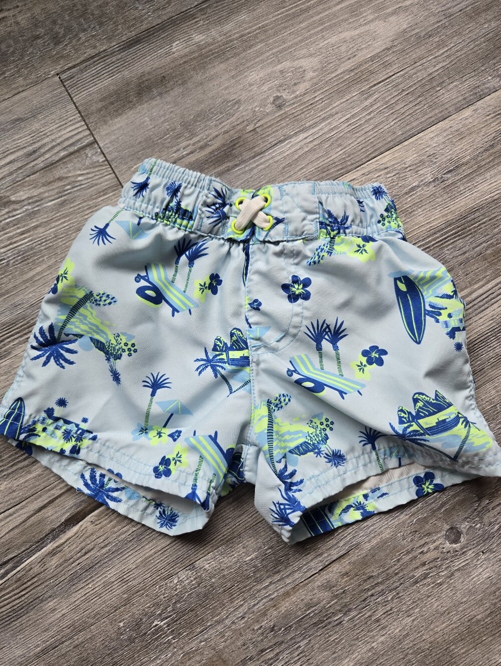 2T Boys Light Blue Tropical Swim Shorts